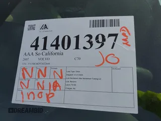 2007 Volvo C70 with VIN YV1MC68297J022644, listed as a IAAI auction lot 41401397 with 1 mi miles. Bid and sale history available at carsss.com. Image 11.