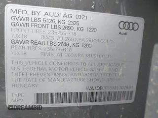 2021 Audi Q3 S line Premium with VIN WA1DECF39M1102591, listed as a IAAI auction lot 42232027 with 37,147 mi miles and . Bid and sale history available at DreamBid. Image 9.