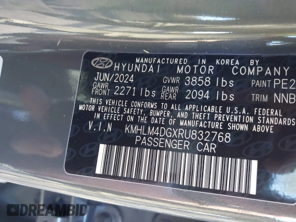 2024 Hyundai Elantra SEL z VIN KMHLM4DGXRU832768, wystawiony jako IAAI lot #41826429 z przebiegiem 11 221 mil mil oraz . Historia ofert i sprzedaży dostępna na DreamBid. Obrazek 9.