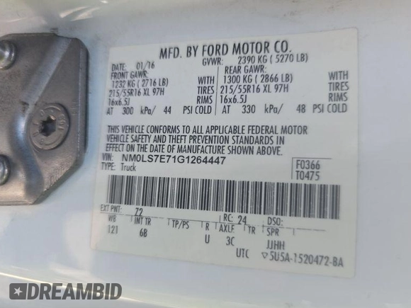2016 Ford Transit Connect XL with VIN NM0LS7E71G1264447, listed as a IAAI auction lot 42726886 with 157,737 mi miles and . Bid and sale history available at DreamBid. Image 19.