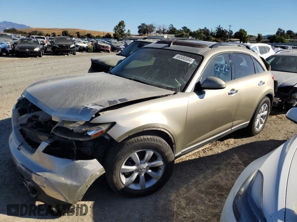2005 Infiniti FX35 with VIN JNRAS08W15X217708, listed as a Copart auction lot 68580594 with 0 mi miles and Salvage Title. Bid and sale history available at carsss.com. Image 1.