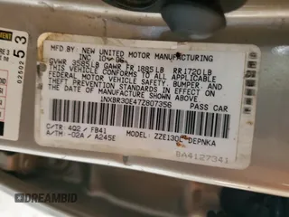 2007 Toyota Corolla CE с VIN 1NXBR30E47Z807356, выставлен на аукционе Copart как лот 60399765 с пробегом 162 856 миль миль и Списание • Salvage title. История ставок и продаж доступна на DreamBid. Изображение 13.