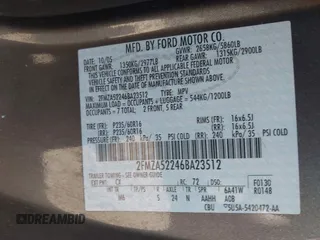 2006 Ford Freestar SEL z VIN 2FMZA52246BA23512, wystawiony jako IAAI lot #42081504 z przebiegiem Nie podano mil oraz . Historia ofert i sprzedaży dostępna na DreamBid. Obrazek 9.