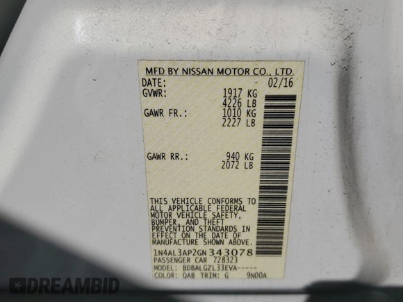 2016 Nissan Altima S with VIN 1N4AL3AP2GN343078, listed as a Copart auction lot 49188865 with 138,560 mi miles and Salvage Title. Bid and sale history available at carsss.com. Image 13.