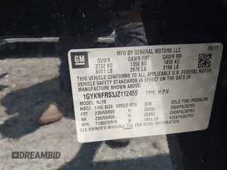 2018 Cadillac XT5 Premium Luxury AWD z VIN 1GYKNFRS3JZ112459, wystawiony jako IAAI lot #42590258 z przebiegiem 157 377 mil mil oraz . Historia ofert i sprzedaży dostępna na DreamBid. Obrazek 9.
