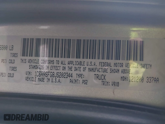 2018 Ram 1500 Tradesman с VIN 1C6RR6FG8JS202344, выставлен на аукционе IAAI как лот 41473328 с пробегом 79 407 миль миль и . История ставок и продаж доступна на DreamBid. Изображение 9.
