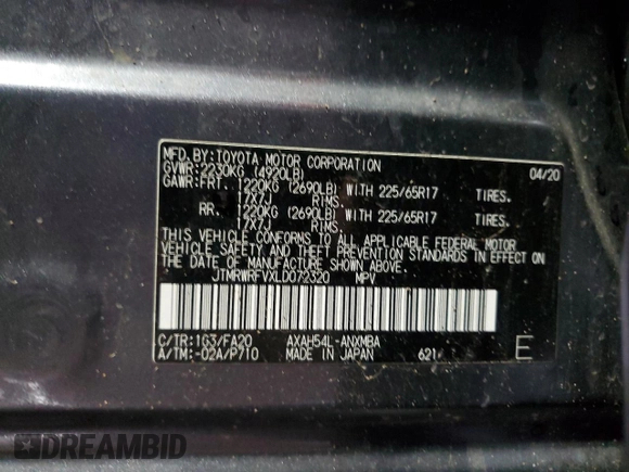 2020 Toyota RAV4 Hybrid XLE с VIN JTMRWRFVXLD072320, выставлен на аукционе Copart как лот 57258705 с пробегом 77 585 миль миль и Списание • Salvage title. История ставок и продаж доступна на DreamBid. Изображение 14.