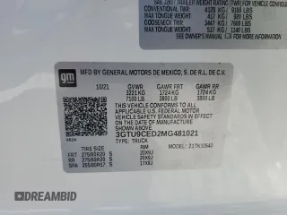2021 GMC Sierra 1500 Elevation with VIN 3GTU9CED2MG481021, listed as a Copart auction lot 43946165 with 39,820 mi miles and Salvage Title. Bid and sale history available at DreamBid. Image 14.