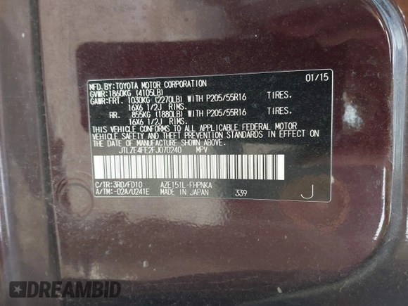 2015 Scion xB with VIN JTLZE4FE2FJ070240, listed as a IAAI auction lot 41920525 with 1 mi miles. Bid and sale history available at carsss.com. Image 9.