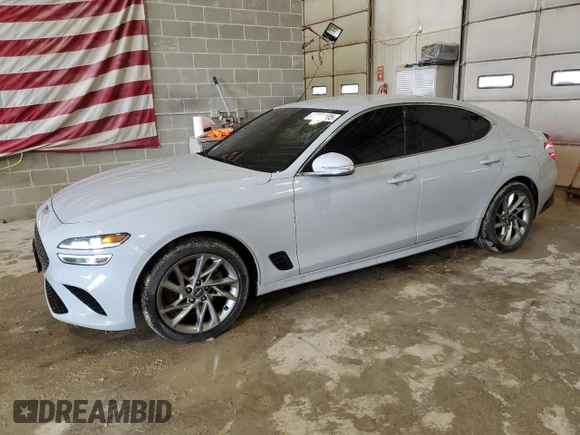 2022 Genesis G70 2.0T with VIN KMTG34TA2NU092828, listed as a Copart auction lot 47296105 with 15,737 mi miles and Salvage title. Bid and sale history available at DreamBid. Image 1.