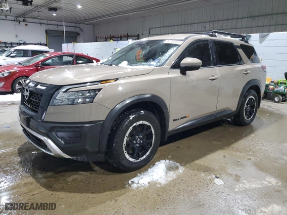 2023 Nissan Pathfinder SV with VIN 5N1DR3BD8PC212514, listed as a Copart auction lot 44709455 with 49,497 mi miles and Salvage Title. Bid and sale history available at carsss.com. Image 1.