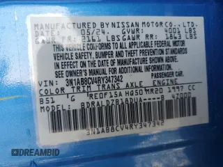 2024 Nissan Sentra SV z VIN 3N1AB8CV4RY347342, wystawiony jako Copart lot #51570495 z przebiegiem 38 423 mil mil oraz Czysty tytuł • Clean title. Historia ofert i sprzedaży dostępna na DreamBid. Obrazek 13.