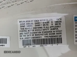 2014 Honda CR-Z with VIN JHMZF1D40ES003371, listed as a Copart auction lot 85157794 with 143,963 mi miles and Salvage Title. Bid and sale history available at DreamBid. Image 12.