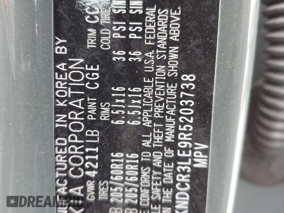 2024 Kia Niro EX Touring with VIN KNDCR3LE9R5203738, listed as a Copart auction lot 47348775 with 8,859 mi miles and Salvage Title. Bid and sale history available at carsss.com. Image 14.