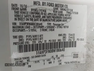 2011 Ford Focus SE with VIN 1FAHP3FN0BW180640, listed as a IAAI auction lot 41638824 with 287,000 mi miles. Bid and sale history available at carsss.com. Image 9.