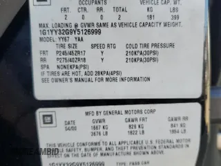 2000 Chevrolet Corvette with VIN 1G1YY32G9Y5126999, listed as a Copart auction lot 74913464 with 0 mi miles and Non Repairable. Bid and sale history available at carsss.com. Image 12.
