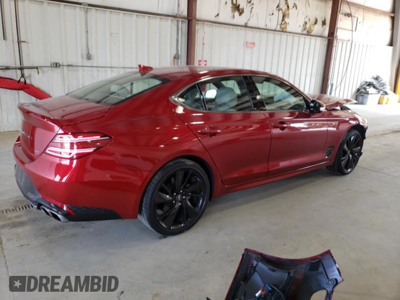 2023 Genesis G70 2.0T with VIN KMTG34TA8PU122367, listed as a Copart auction lot 70726154 with 15,475 mi miles and Salvage Title. Bid and sale history available at carsss.com. Image 3.