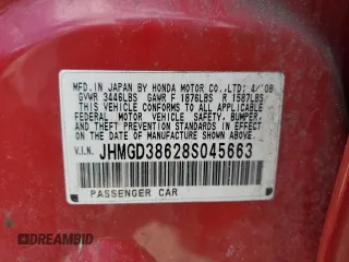 2008 Honda Fit Sport with VIN JHMGD38628S045663, listed as a Copart auction lot 48222545 with 148,236 mi miles and Salvage Title. Bid and sale history available at carsss.com. Image 14.