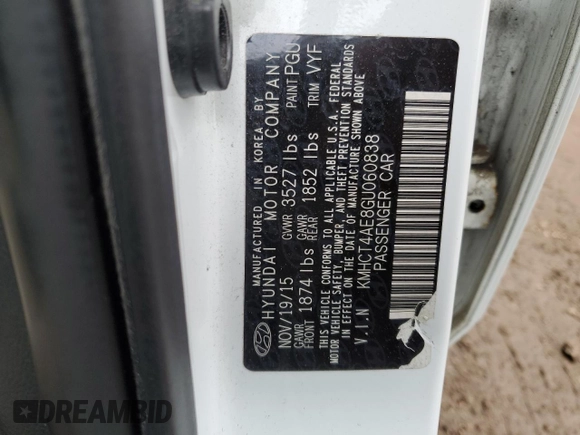 2016 Hyundai Accent SE с VIN KMHCT4AE8GU060838, выставлен на аукционе Copart как лот 57804685 с пробегом 43 243 миль миль и Списание • Salvage title. История ставок и продаж доступна на DreamBid. Изображение 12.