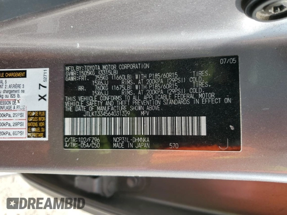 2006 Scion xB with VIN JTLKT334564031329, listed as a Copart auction lot 43803955 with 216,286 mi miles and Salvage Title. Bid and sale history available at carsss.com. Image 14.