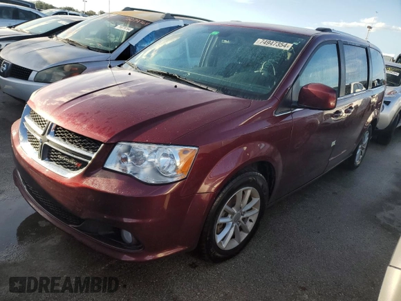 2019 Dodge Grand Caravan SXT with VIN 2C4RDGCGXKR807759, listed as a Copart auction lot 74947354 with Not Provided miles and Salvage Title. Bid and sale history available at DreamBid. Image 1.