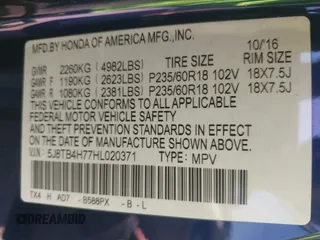2017 Acura RDX w/Advance Pkg with VIN 5J8TB4H77HL020371, listed as a IAAI auction lot 41983576 with 117,146 mi miles. Bid and sale history available at carsss.com. Image 9.