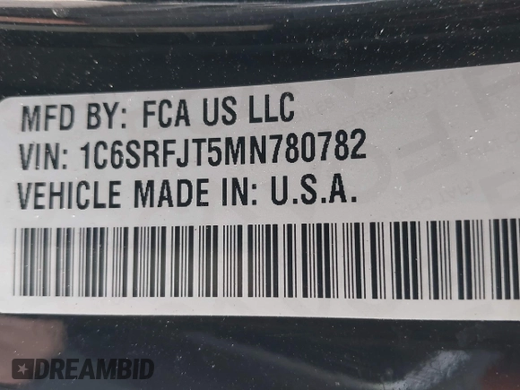 2021 Ram 1500 Laramie с VIN 1C6SRFJT5MN780782, выставлен на аукционе IAAI как лот 42249640 с пробегом 99 030 миль миль и . История ставок и продаж доступна на DreamBid. Изображение 9.