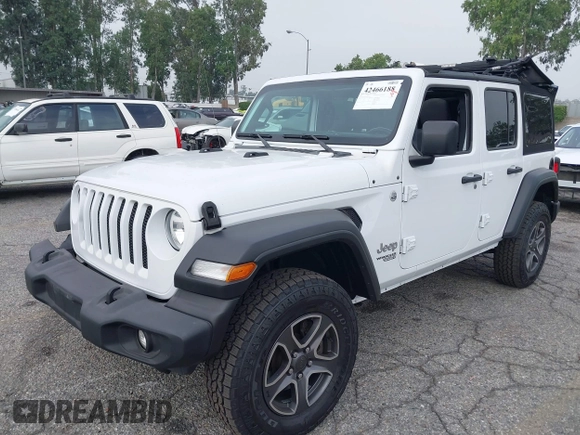 2021 Jeep Wrangler Unlimited Sport Altitude with VIN 1C4HJXDN5MW644613, listed as a IAAI auction lot 42466188 with 63,959 mi miles and . Bid and sale history available at DreamBid. Image 17.