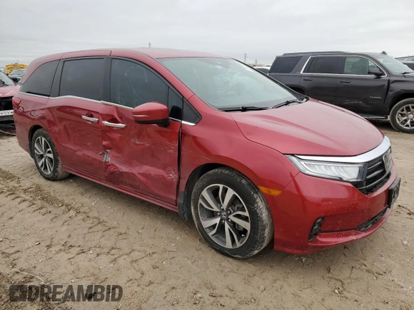 2022 Honda Odyssey Touring with VIN 5FNRL6H84NB025374, listed as a Copart auction lot 44528645 with 47,460 mi miles and Salvage Title. Bid and sale history available at DreamBid. Image 4.