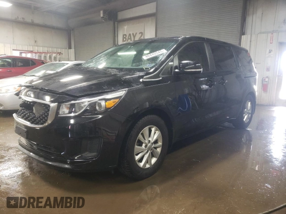 2015 Kia Sedona L with VIN KNDMA5C17F6025760, listed as a Copart auction lot 46440545 with 75,923 mi miles and Salvage Title. Bid and sale history available at DreamBid. Image 1.