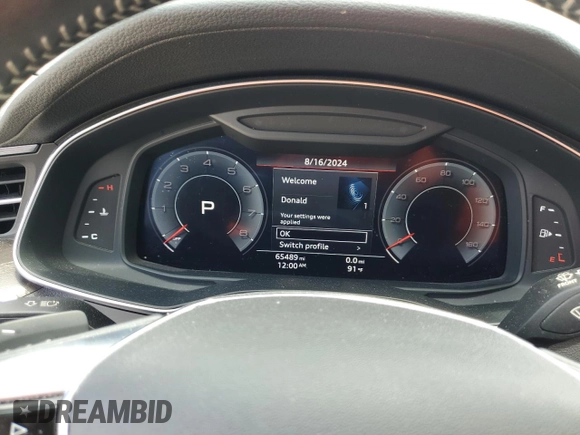 2019 Audi A7 Premium Plus with VIN WAUU2AF2XKN131191, listed as a Copart auction lot 67856674 with 65,489 mi miles and Non repairable. Bid and sale history available at DreamBid. Image 9.