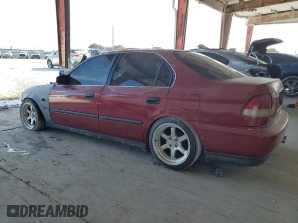 1998 Honda Civic LX with VIN 1HGEJ6676WL018876, listed as a Copart auction lot 55343785 with 167,876 mi miles and Salvage Title. Bid and sale history available at DreamBid. Image 2.