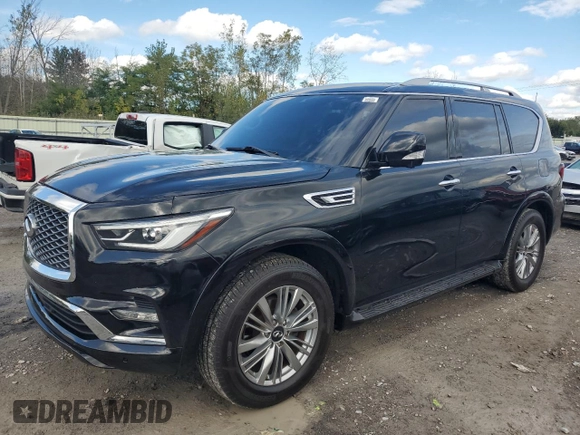 2019 Infiniti QX80 LUXE with VIN JN8AZ2NF8K9688223, listed as a Copart auction lot 73149934 with 87,270 mi miles and Clean Title. Bid and sale history available at carsss.com. Image 1.