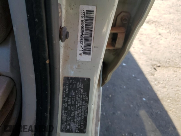 2004 Hyundai Elantra GLS z VIN KMHDN46D64U919337, wystawiony jako Copart lot #54627945 z przebiegiem 184 087 mil mil oraz Szkoda całkowita • Salvage title. Historia ofert i sprzedaży dostępna na DreamBid. Obrazek 12.