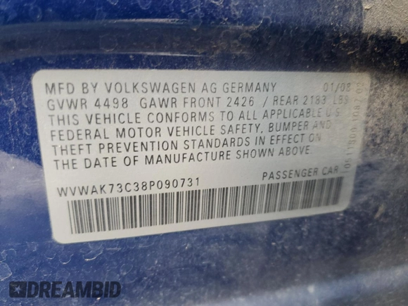 2008 Volkswagen Passat Komfort z VIN WVWAK73C38P090731, wystawiony jako Copart lot #47819845 z przebiegiem 150 608 mil mil oraz Szkoda całkowita • Salvage title. Historia ofert i sprzedaży dostępna na DreamBid. Obrazek 12.
