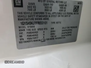 2015 Cadillac Escalade ESV Luxury z VIN 1GYS4SKJ7FR653101, wystawiony jako Copart lot #48045085 z przebiegiem 167 781 mil mil oraz Szkoda całkowita • Salvage title. Historia ofert i sprzedaży dostępna na DreamBid. Obrazek 14.