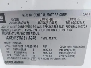 2007 GMC Acadia SLE with VIN 1GKEV13787J116948, listed as a IAAI auction lot 41329253 with 200,994 mi miles and . Bid and sale history available at DreamBid. Image 9.