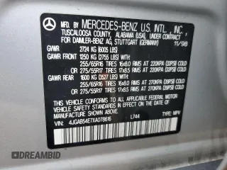 1999 Mercedes-Benz M 320/430/500 with VIN 4JGAB54E7XA078616, listed as a Copart auction lot 55301695 with 137,918 mi miles and Salvage title. Bid and sale history available at DreamBid. Image 13.