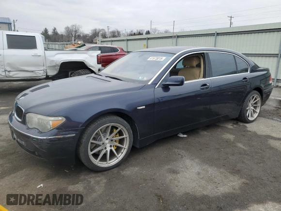 2003 BMW 7 Series 745Li with VIN WBAGN63433DR15033, listed as a Copart auction lot 41573015 with 76,723 mi miles and Salvage Title. Bid and sale history available at carsss.com. Image 1.
