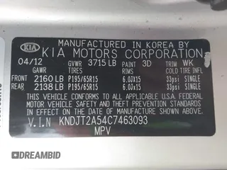 2012 Kia Soul with VIN KNDJT2A54C7463093, listed as a IAAI auction lot 42126893 with 132,553 mi miles. Bid and sale history available at carsss.com. Image 9.