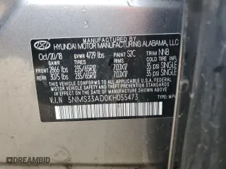 2019 Hyundai Santa Fe SEL with VIN 5NMS33AD0KH055473, listed as a Copart auction lot 45089505 with 111,875 mi miles and Salvage Title. Bid and sale history available at carsss.com. Image 13.
