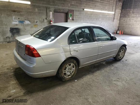 2002 Honda Civic LX with VIN 1HGES16582L005460, listed as a Copart auction lot 51419075 with 0 mi miles and Salvage Title. Bid and sale history available at carsss.com. Image 3.