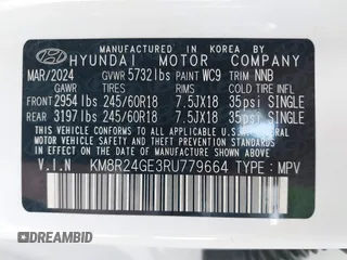 2024 Hyundai Palisade SEL с VIN KM8R24GE3RU779664, выставлен на аукционе IAAI как лот 42551727 с пробегом 5 614 миль миль и . История ставок и продаж доступна на DreamBid. Изображение 9.