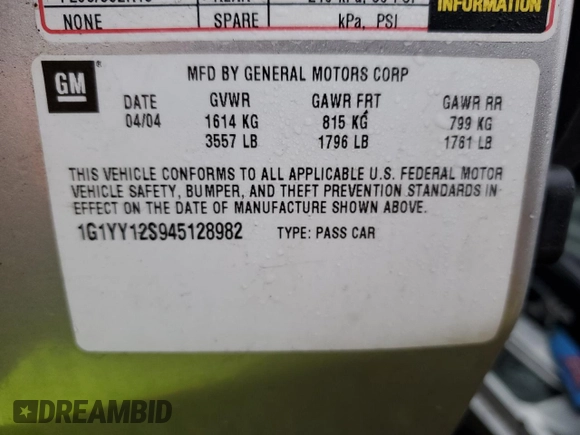 2004 Chevrolet Corvette Z06 with VIN 1G1YY12S945128982, listed as a Copart auction lot 86315244 with 0 mi miles and Salvage Title. Bid and sale history available at carsss.com. Image 14.