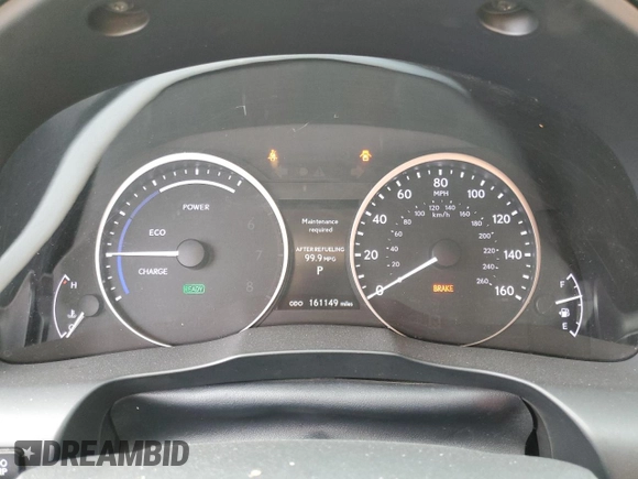 2015 Lexus ES 300h with VIN JTHBW1GG8F2093622, listed as a Copart auction lot 53394155 with 161,149 mi miles and Salvage title. Bid and sale history available at DreamBid. Image 9.