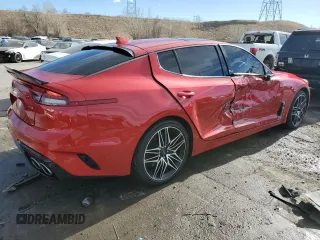 2023 Kia Stinger GT2 with VIN KNAE55LC4P6133603, listed as a Copart auction lot 43365515 with 16,598 mi miles and Salvage Title. Bid and sale history available at carsss.com. Image 3.
