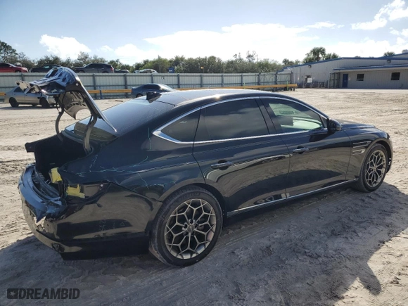 2021 Genesis G80 2.5T with VIN KMTGB4SC5MU046866, listed as a Copart auction lot 76997434 with 68,111 mi miles and Salvage Title. Bid and sale history available at carsss.com. Image 3.