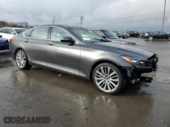 2018 Genesis G80 Ultimate with VIN KMHGN4JF3JU247979, listed as a Copart auction lot 83907914 with 43,951 mi miles and Salvage Title. Bid and sale history available at DreamBid. Image 4.
