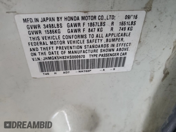 2017 Honda Fit EX-L with VIN JHMGK5H82HS000970, listed as a Copart auction lot 56025545 with Not provided miles and Clean title. Bid and sale history available at DreamBid. Image 13.