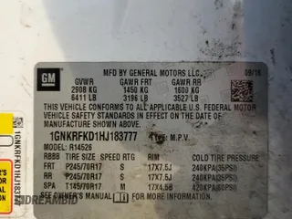 2017 Chevrolet Traverse LS with VIN 1GNKRFKD1HJ183777, listed as a Copart auction lot 54166265 with 205,567 mi miles and Salvage Title. Bid and sale history available at carsss.com. Image 13.
